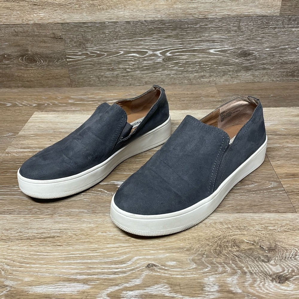 Steve Madden Grey Suede slip ons Women's Size 9.5